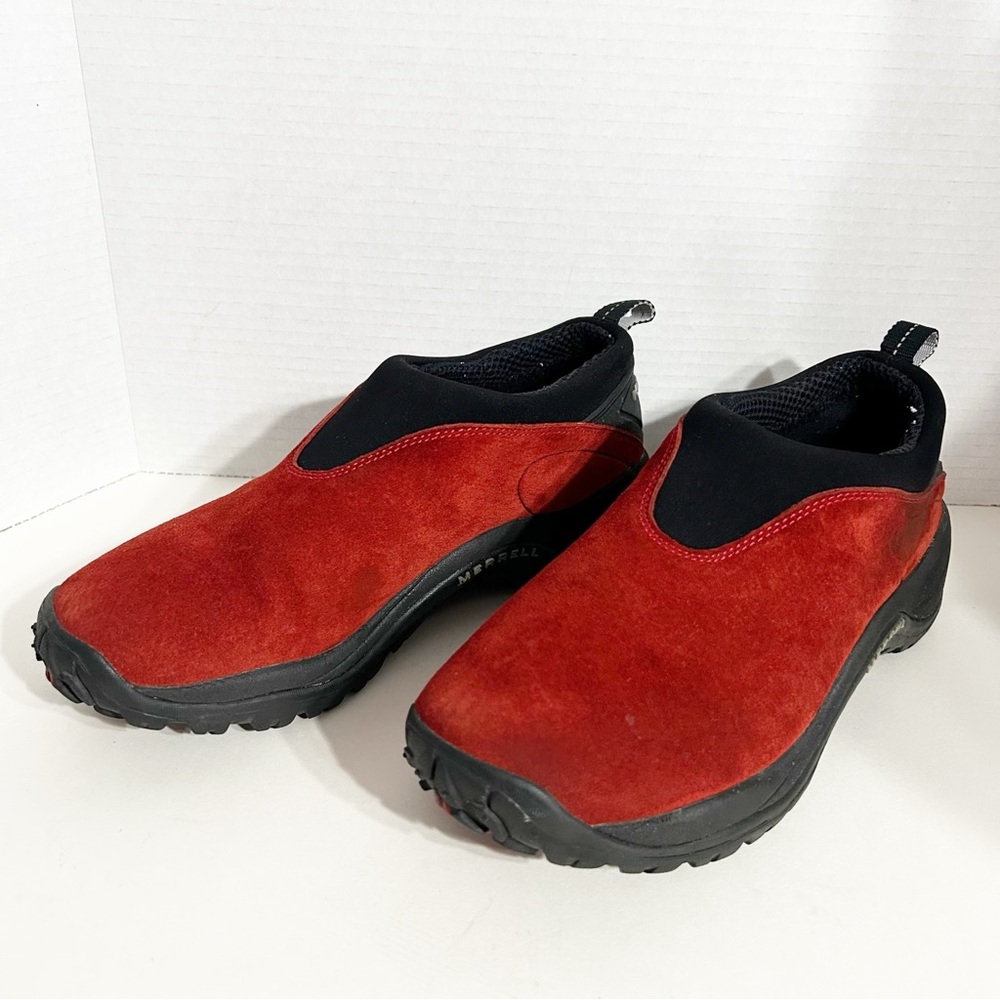 Merrill Encore Moccasin Red Suede Leather Pull On Chunky Outdoor Rugged Shoe❤️🖤
